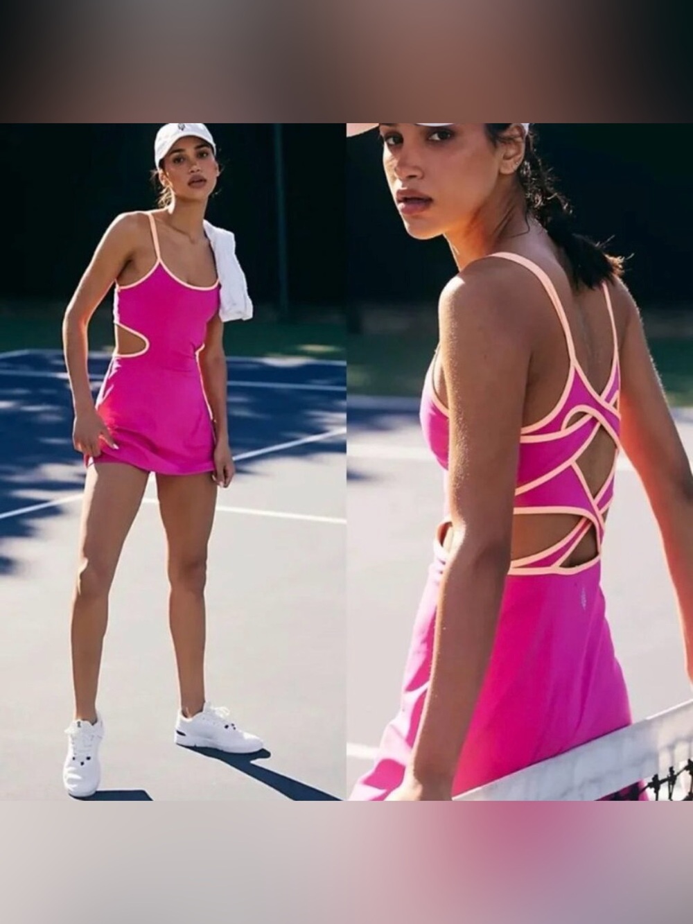 Free People Movement One More Serve Strappy Athletic Dress in Pink Dragonfruit